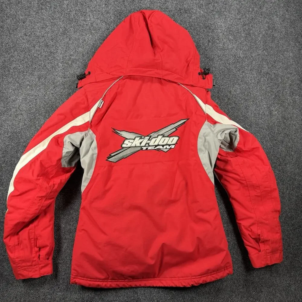 Ski-Doo Womens XS Snowmobile Jacket Red OOPYS BRP Hooded Winter Coat - Picture 3 of 13